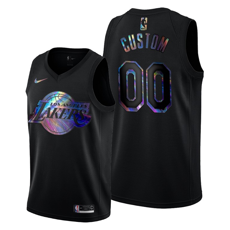 Men's Los Angeles Lakers Custom #00 NBA Limited 2021 HWC Iridescent Collection Black Basketball Jersey CGR3083BR